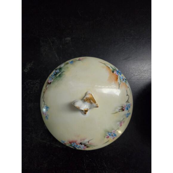 TK Thun Czechoslovakia Footed Trinket Jar w/ Lid Hand Painted 1920s Antique - Picture 4 of 10